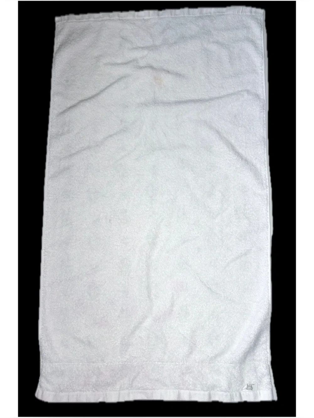 Vintage Floral Bath Towel Satin Trim Cottage Grandma Core USA Made STAINED READ